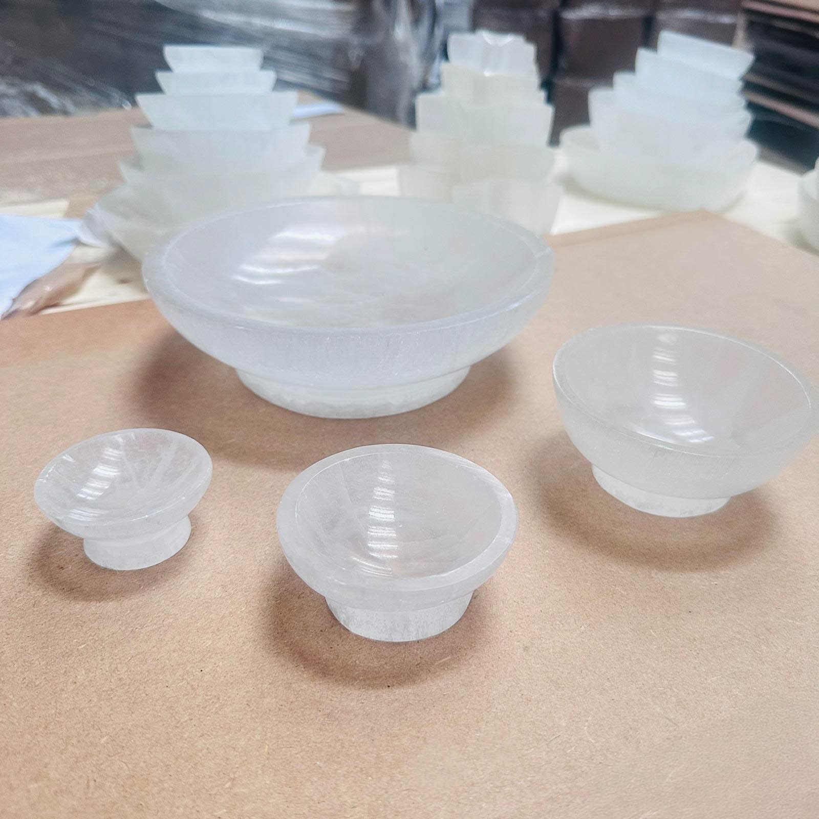 Selenite Round Double Tier Bowl